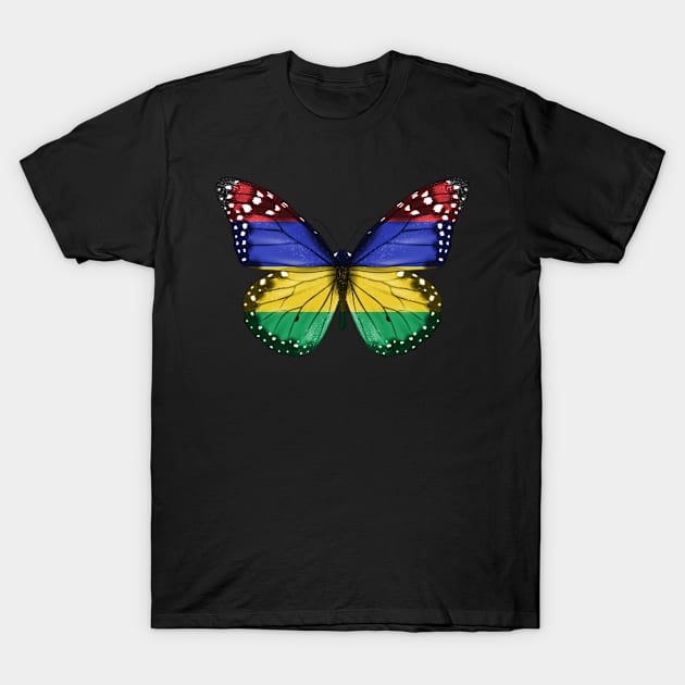 Mauritian Flag  Butterfly - Gift for Mauritian From Mauritius T-Shirt by Country Flags